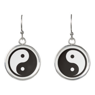 Yin Yang Symbol - solid tattoo design Earrings