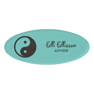 Yin Yang Symbol - solid tattoo design Name Tag