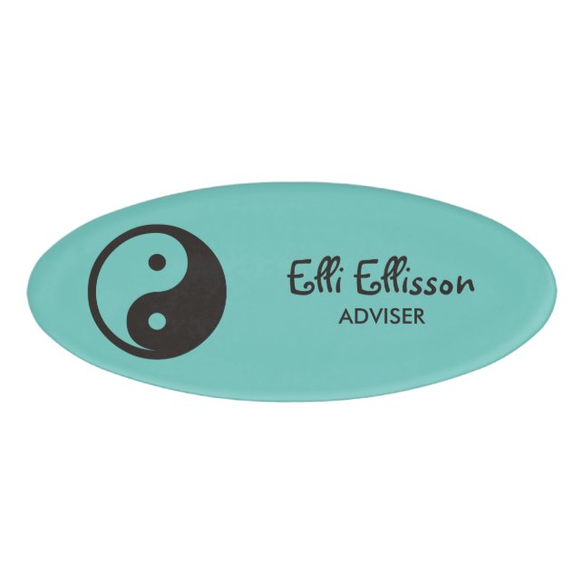 Yin Yang Symbol - solid tattoo design Name Tag (Front)