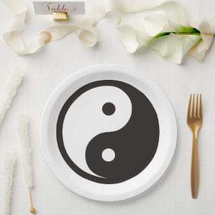 Yin Yang Symbol - solid tattoo design Paper Plate