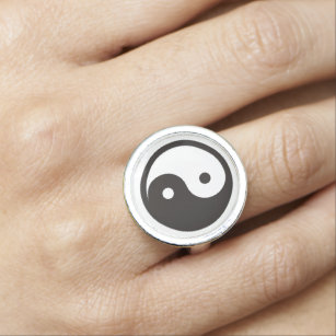 Yin Yang Symbol - solid tattoo design Ring