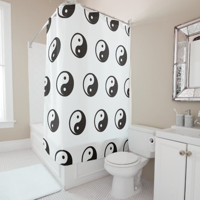Yin Yang Symbol - solid tattoo design Shower Curtain (In Situ)