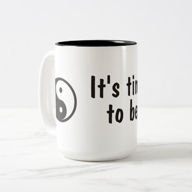 Yin Yang Symbol - solid tattoo design Two-Tone Coffee Mug (Front Left)