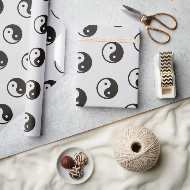Yin Yang Symbol - solid tattoo design Wrapping Paper (Crafts)
