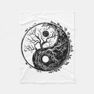 Yin Yang Symbol, Tree Of Life, Tai Chi, Qigong, Yo Fleece Blanket