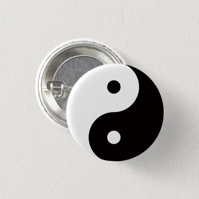 Yin Yang Tai Ji Chinese Symbol Pin Button (Front & Back)