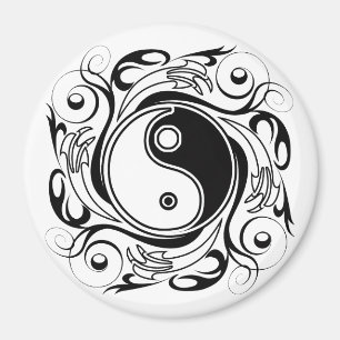 Yin Yang Tattoo Ornamental Style Magnet