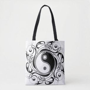 Yin Yang Tattoo Ornamental Style Tote Bag
