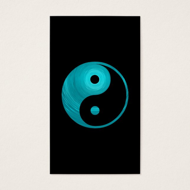 Yin Yang Teal Blue Aqua Spiral Template Black (Front)