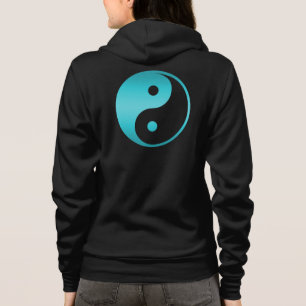 Yin Yang Teal Blue Illustration Template Hoodie