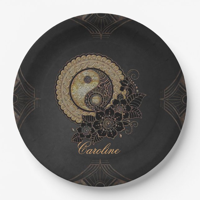 Yin yang the symbol that represents balance  paper plate (Front)