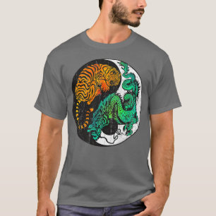 Yin Yang Tiger Dragon Retro Tattoo Style MMA Marti T-Shirt