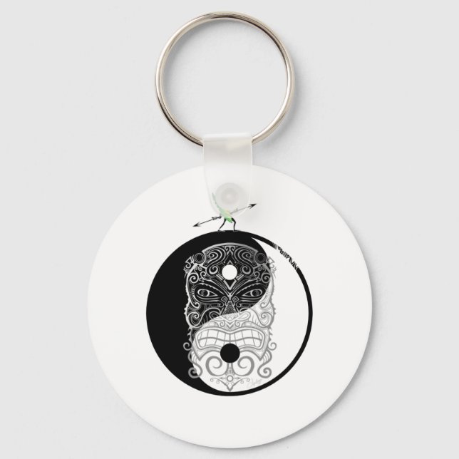 Yin Yang Tiki Warrior Mask Key Ring (Front)