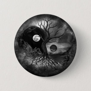Yin Yang Tree Landscape Black and White 6 Cm Round Badge