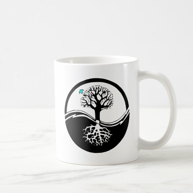 Yin Yang Tree Of Life Black & White Coffee Mug (Right)