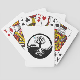 Yin Yang Tree Of Life Black & White Playing Cards