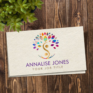 Yin Yang tree of life - Colourful Leaves  Business Card