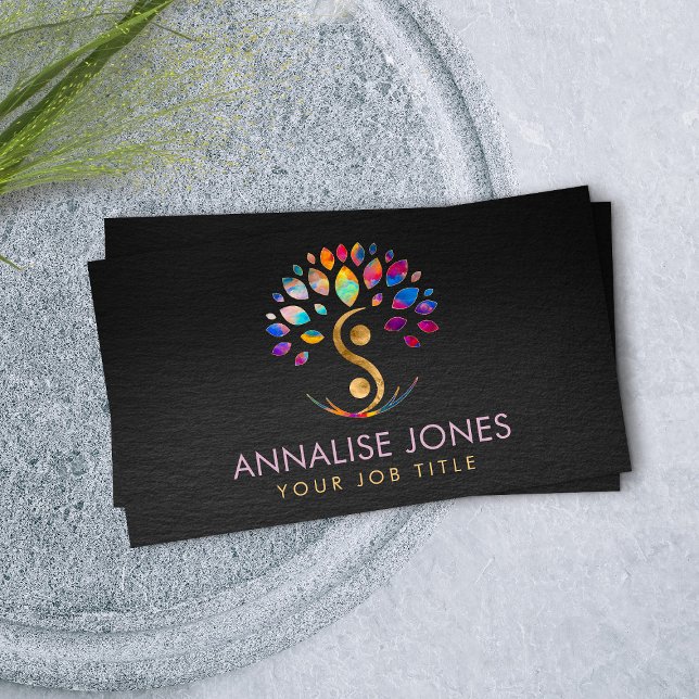 Yin Yang tree of life - Colourful Leaves  Business Card (Creator Uploaded)