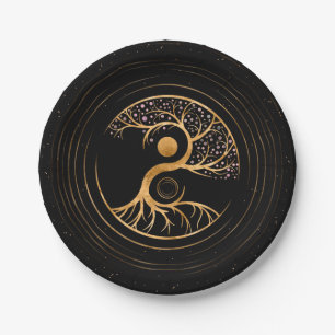 Yin Yang Tree of life - Fluorite and Gold Paper Plate