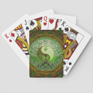 Yin Yang Tree of Life Green Playing Cards