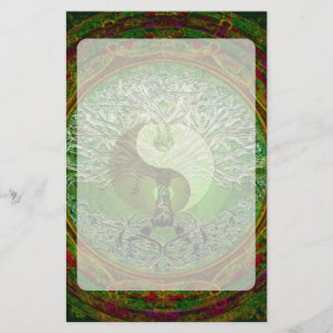 Yin Yang Tree of Life Green Stationery