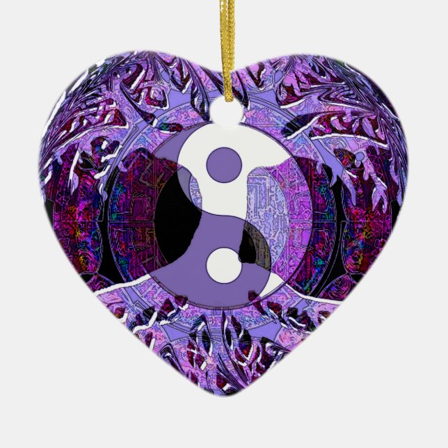 Yin Yang Tree of Life Purple Ceramic Tree Decoration (Front)