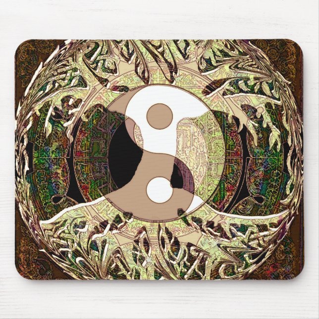 Yin Yang Tree of Life Tan Mouse Pad (Front)