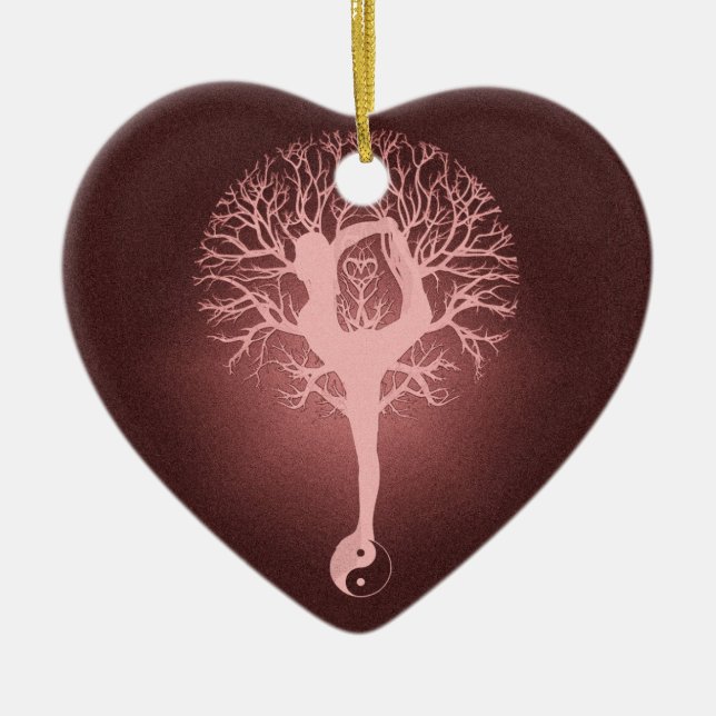 Yin yang, tree of life, yoga, harmony ceramic tree decoration (Front)