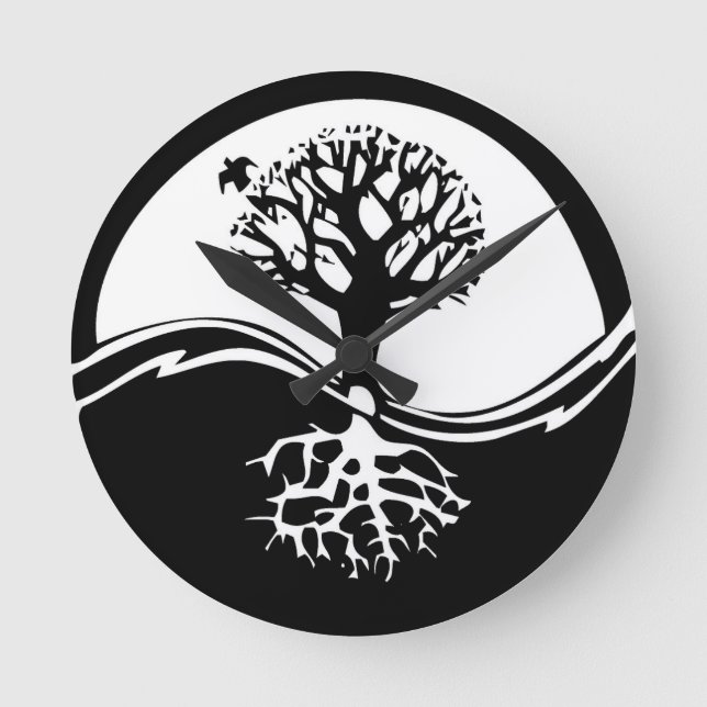Yin & Yang Trees Round Clock (Front)