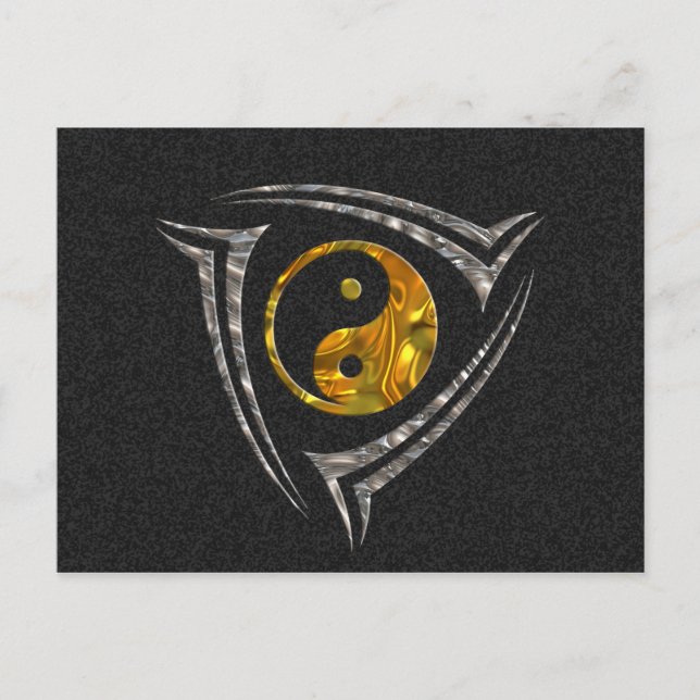 Yin & Yang / Tribal - gold silver Postcard (Front)