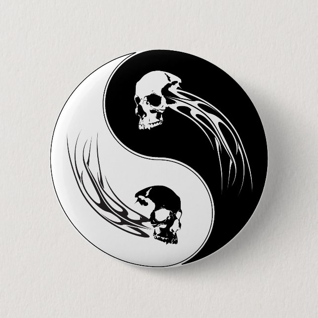 Yin Yang Tribal Skull 6 Cm Round Badge (Front)