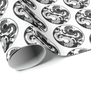 YIN YANG TWO DRAGONS WRAPPING PAPER