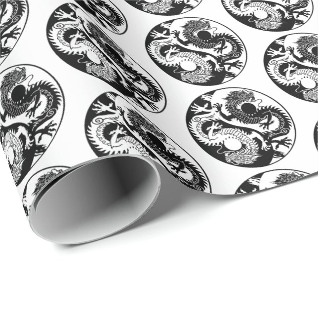 YIN YANG TWO DRAGONS WRAPPING PAPER (Roll Corner)