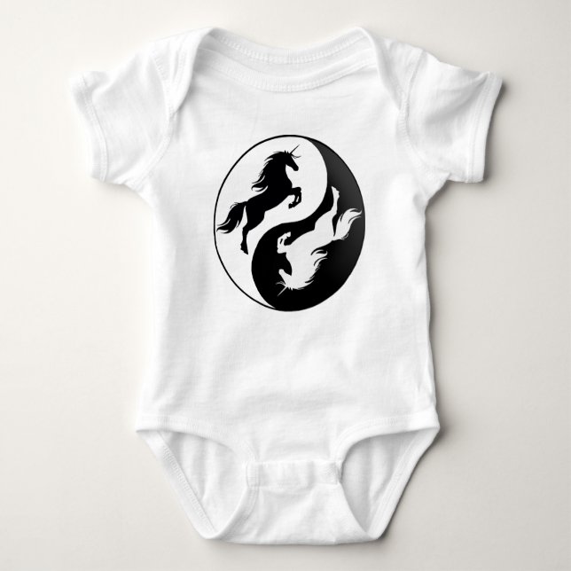 Yin Yang Unicorn Baby One Piece Bodysuit (Front)