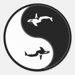Yin Yang Whale Classic Round Sticker