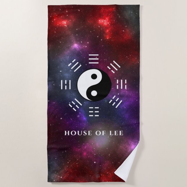 Yin Yang with Bagua Trigram Symbols I-Ching Beach Towel (Front)