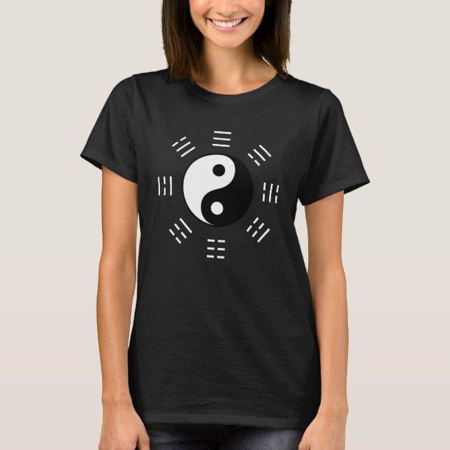 Yin Yang with Bagua Trigram Symbols I-Ching T-Shirt (Front)