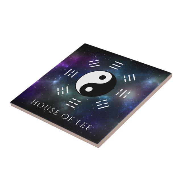 Yin Yang with Bagua Trigram Symbols I-Ching Tile (Side)