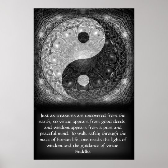 Yin Yang With Buddha Quote Poster Zazzle Co Nz