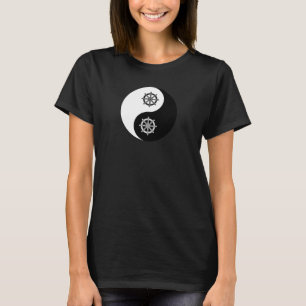 Yin Yang with buddhism Dharma wheel T-Shirt
