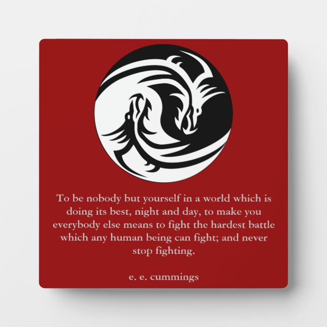 Yin Yang with ee Cummings Quote Plaque (Front)