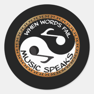 Yin Yang with music words Classic Round Sticker