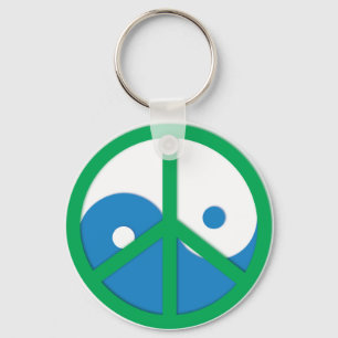Yin-Yang with Peace sign Key Ring