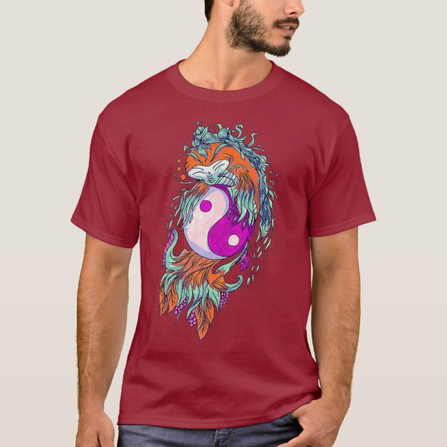 Yin Yang with Red Koi Fish Premium T-Shirt (Front)