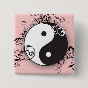 Yin-Yang with scrolling 15 Cm Square Badge