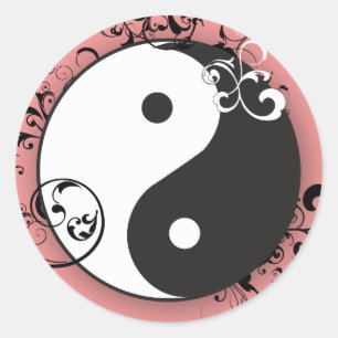 Yin-Yang with scrolling Classic Round Sticker