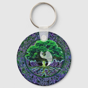 Yin Yang with Tree of Life Key Ring
