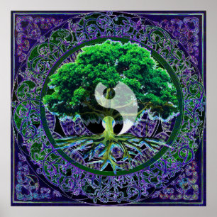 Yin Yang with Tree of Life Poster