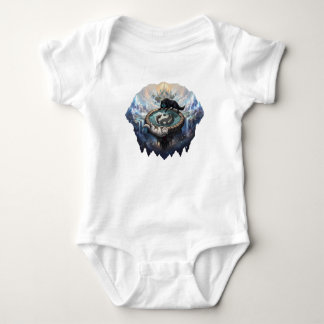 Yin Yang Wolves Cosmic Galaxy Fantasy Floating Baby Bodysuit