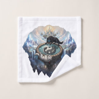 Yin Yang Wolves Cosmic Galaxy Fantasy Floating Bath Towel Set